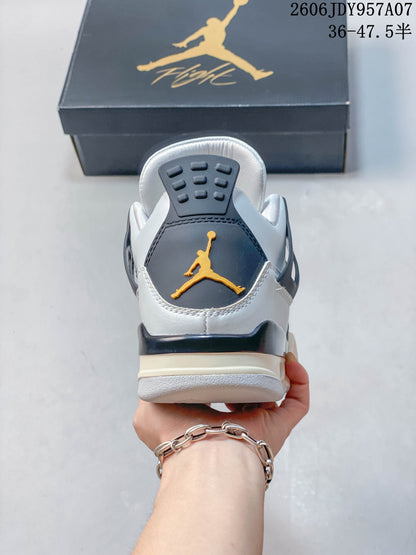 Jordan 4 Pure Platinum Mid-Top Sneakers in White and Black