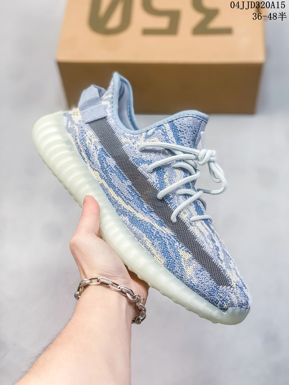 Adidas Yeezy Boost 350 V2 Blue Pattern Sneakers