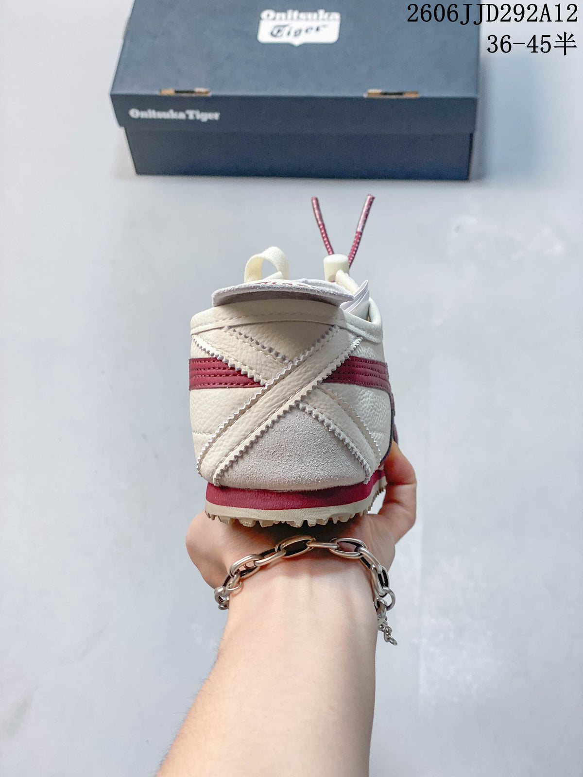 Onitsuka Tiger Mexico 66 Deluxe Sneakers in Cream and Burgundy