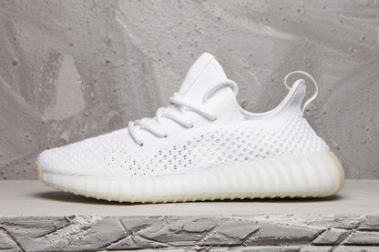 Yeezy 350 V2 White Knit Low-Top Sneakers