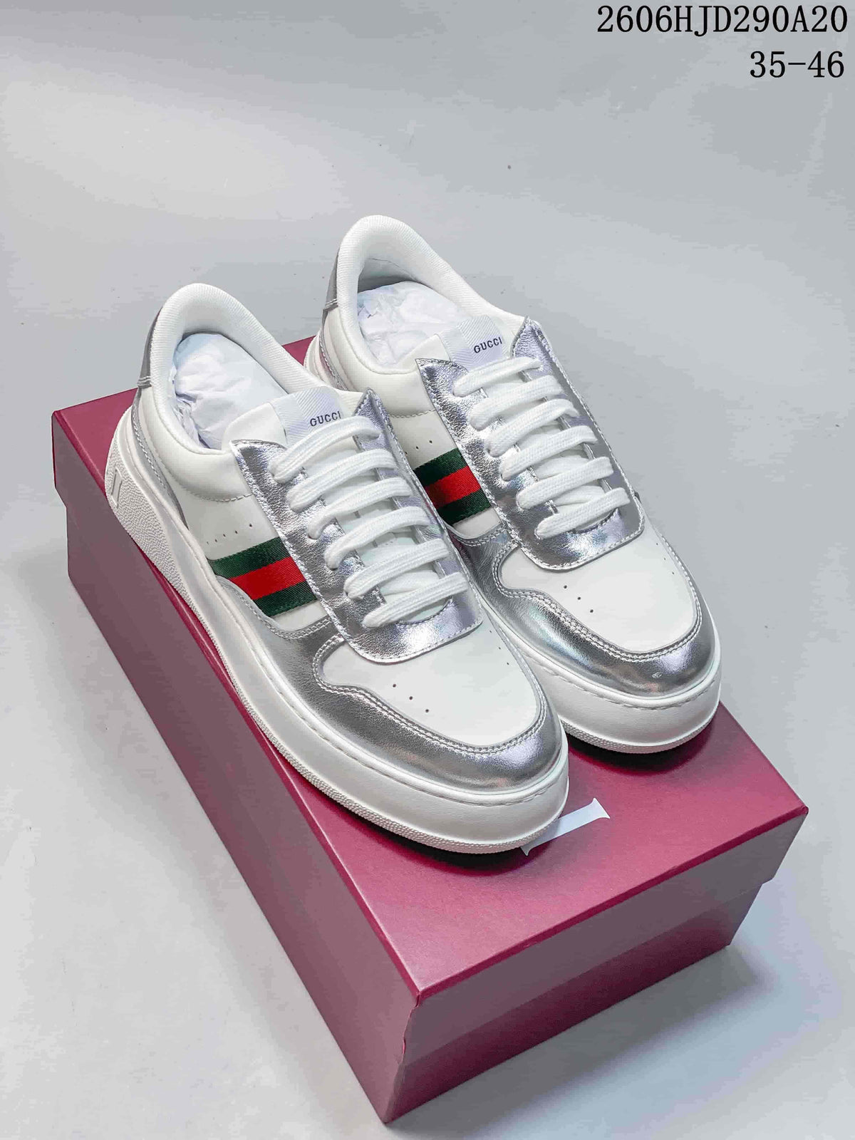 Gucci Chunky White and Silver Low-Top Lace-Up Sneakers