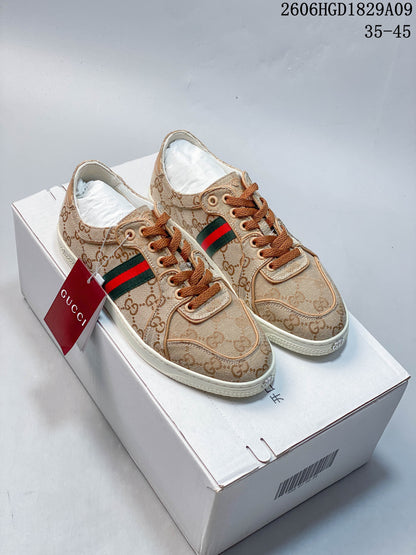 Gucci GG Pattern Low-Top Sneakers with Web Stripe