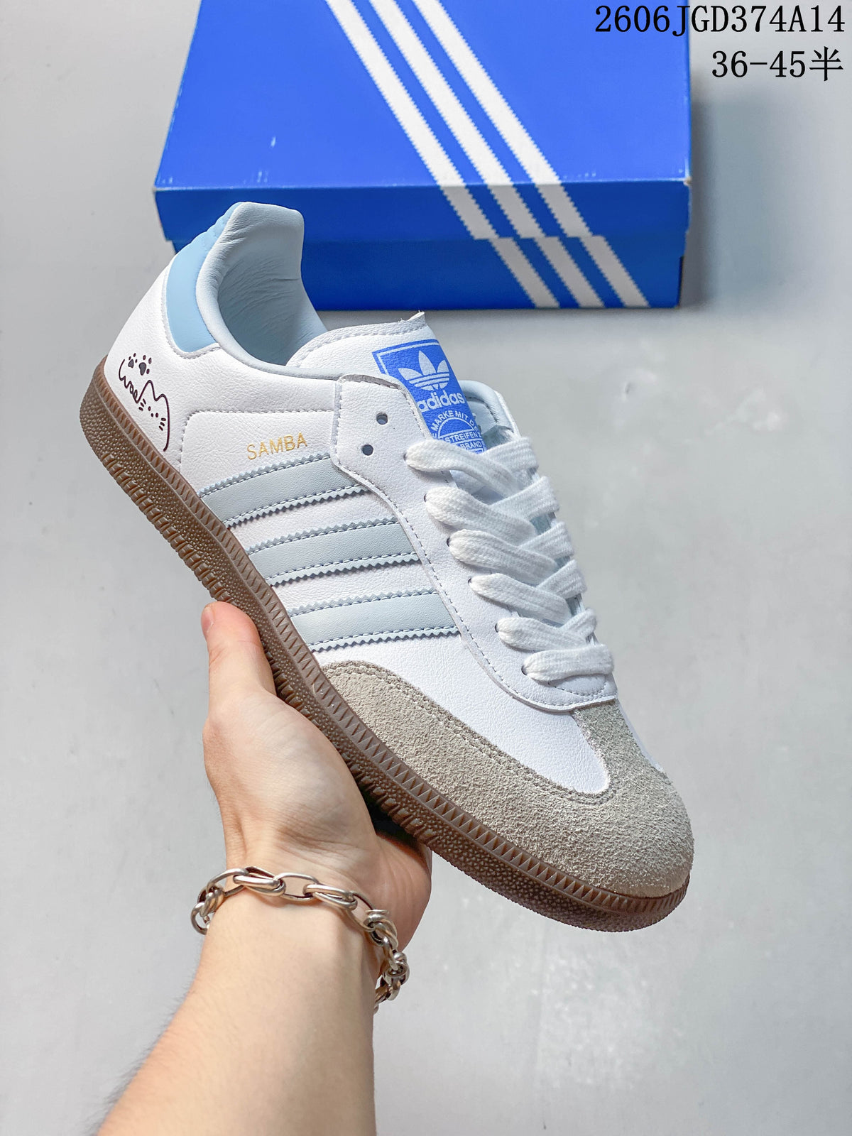 Adidas Originals Samba Low-Top Sneakers, White with Gum Sole