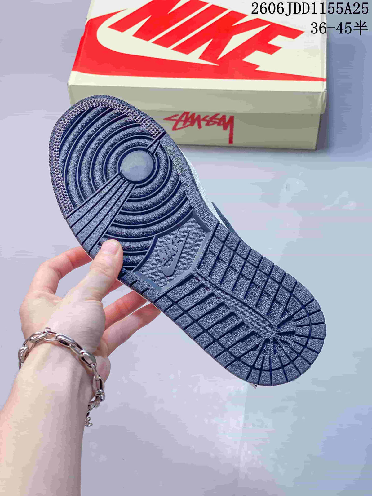 Jordan 1 Low OG SP Sneakers in White and Navy