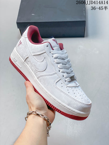 Nike Air Force 1 '07 Low Sneakers, White and Red