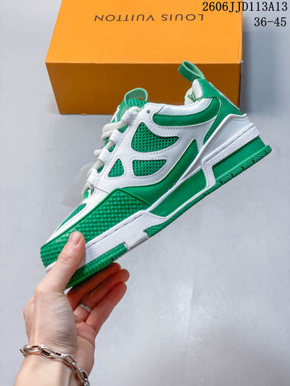 Louis Vuitton LV Trainer-Style Sneakers in Green and White