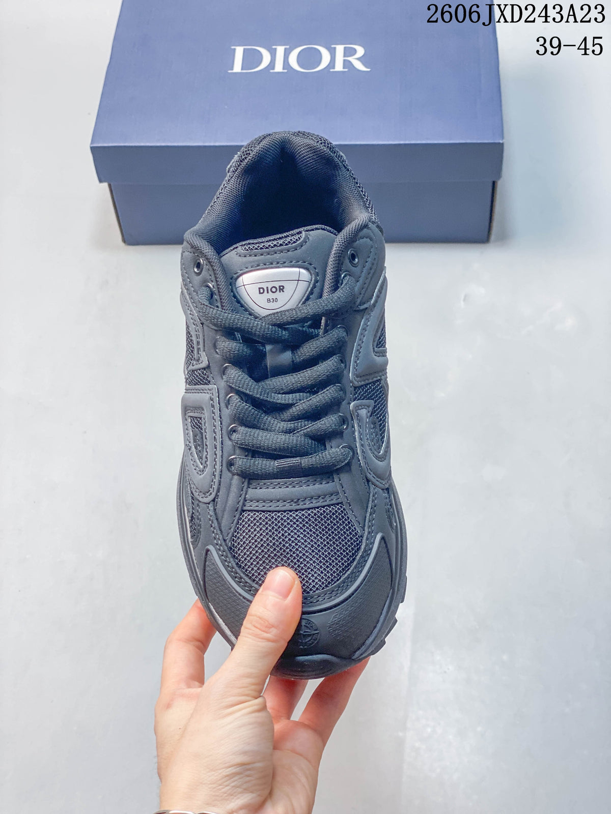 Dior B30 Countdown Low-Top Sneakers in Charcoal Gray