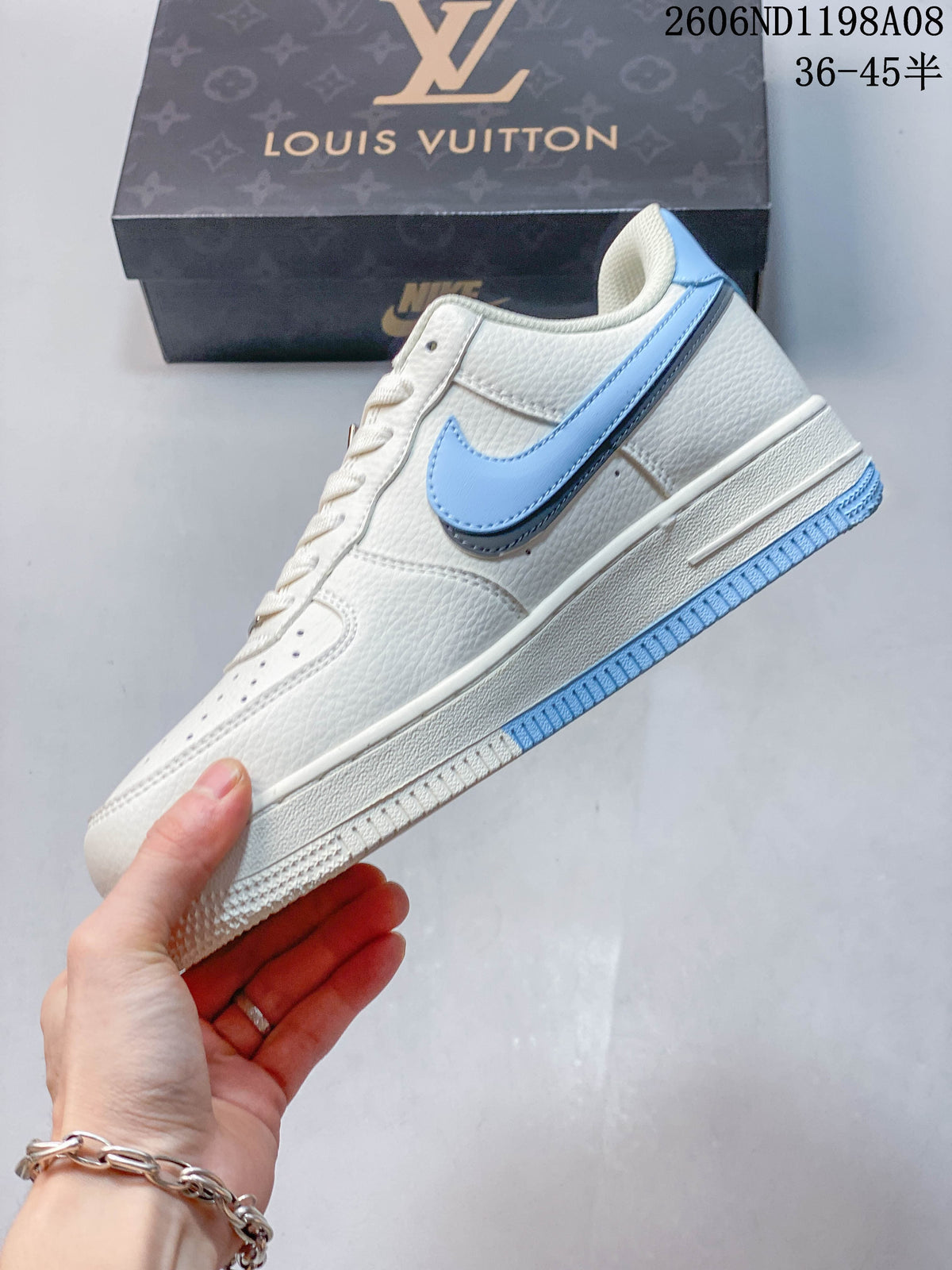 Nike Air Force 1 '07 Low Cream and Blue Sneakers