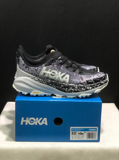 HOKA Speedgoat 6 Trail Running Shoes, Gray Black