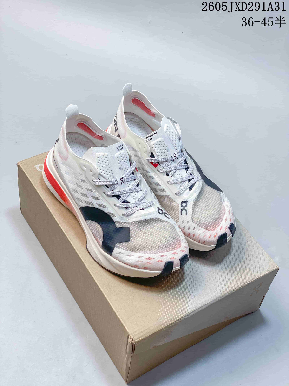 On Cloudboom Strike Running Shoes White Gray Coral