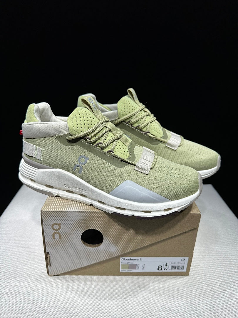 On Cloudnova 2 Sneakers in Green and White