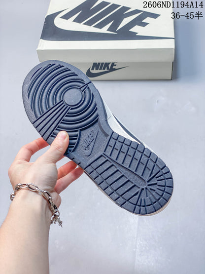 Nike Dunk Low Retro Custom-Style Sneakers, Navy and White
