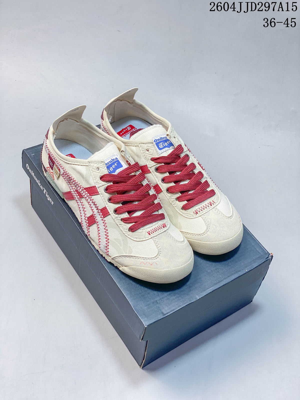 Onitsuka Tiger Mexico 66 Slip-On Sneakers Cream Red