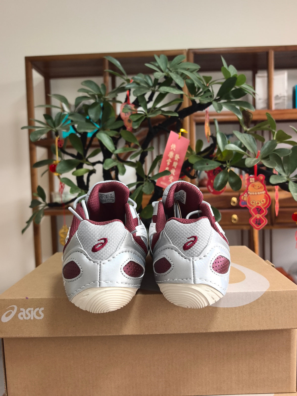 ASICS F2 Sneakers in Silver and Red