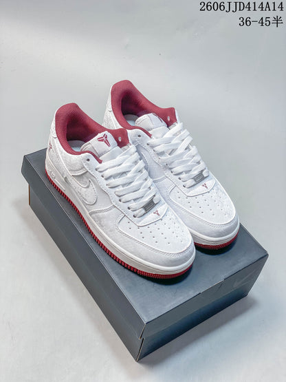 Nike Air Force 1 '07 Low Sneakers, White and Red