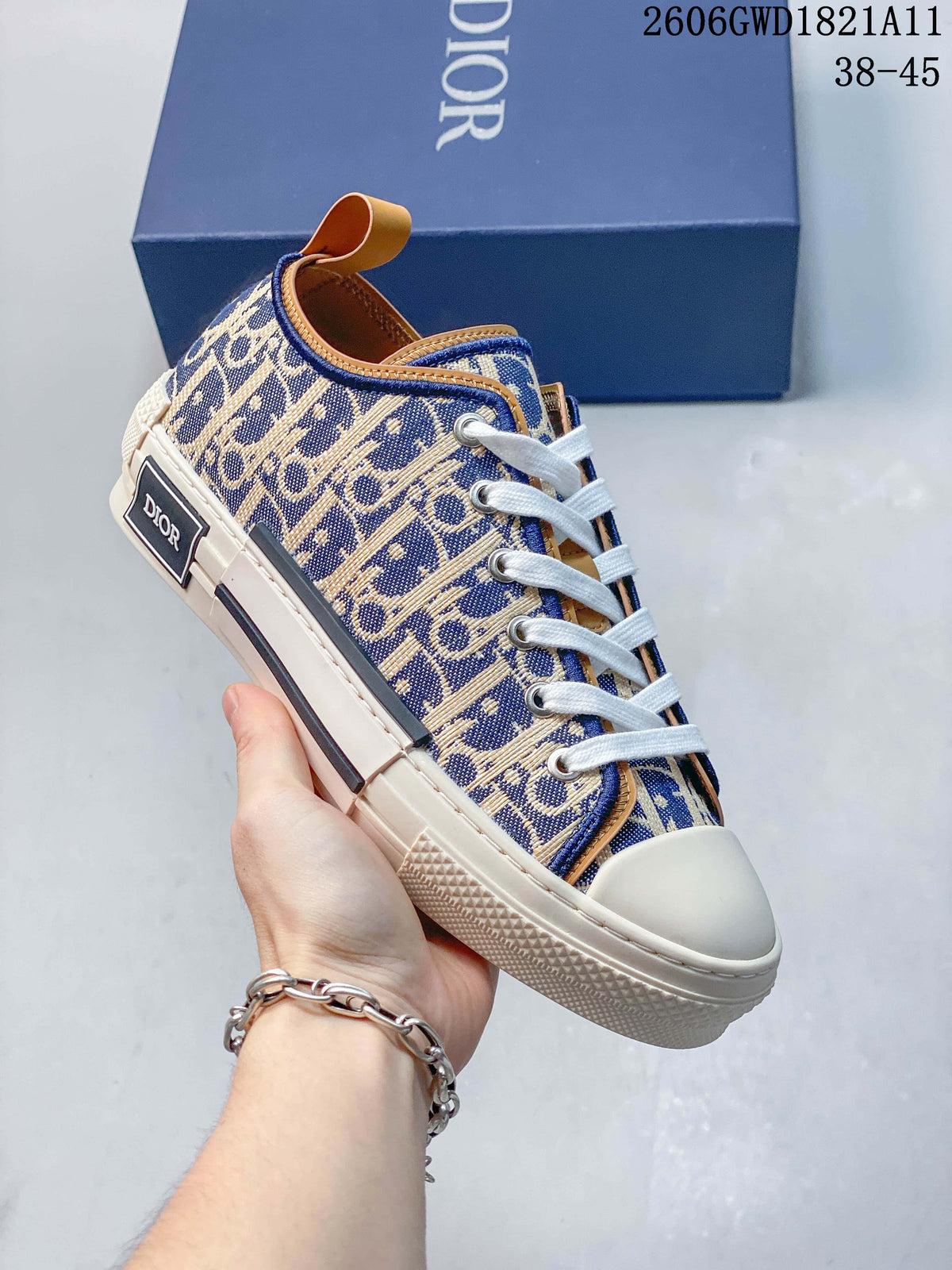 Dior B23 Low-Top Sneakers in Blue and Beige