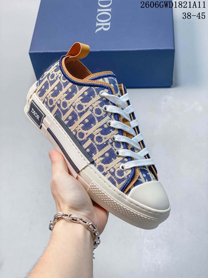 Dior B23 Low-Top Sneakers in Blue and Beige