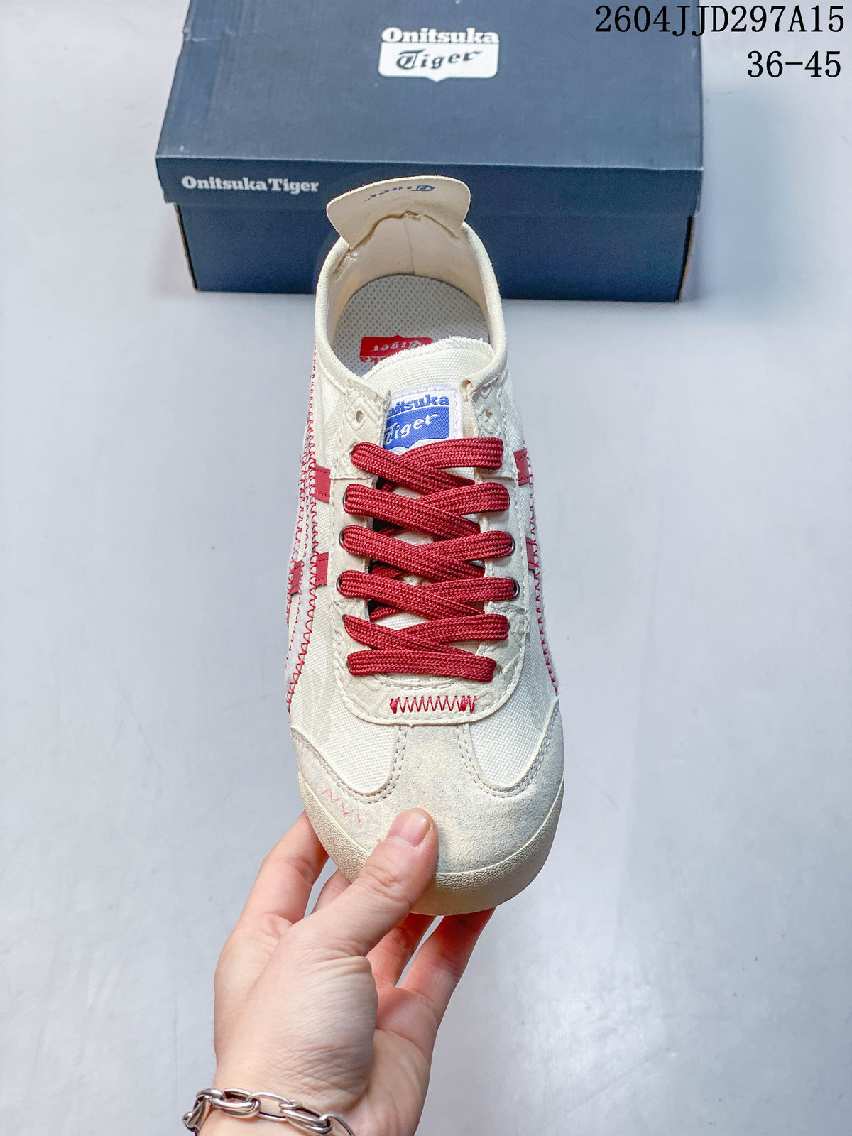 Onitsuka Tiger Mexico 66 Slip-On Sneakers Cream Red