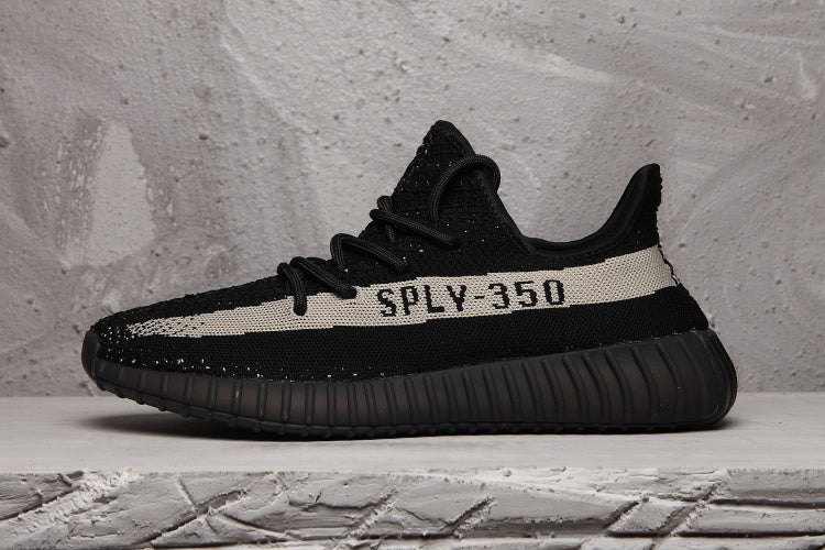 Yeezy 350 V2 Black and Cream Sneakers