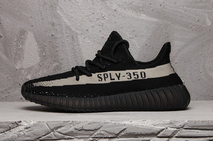 Yeezy 350 V2 Black and Cream Sneakers