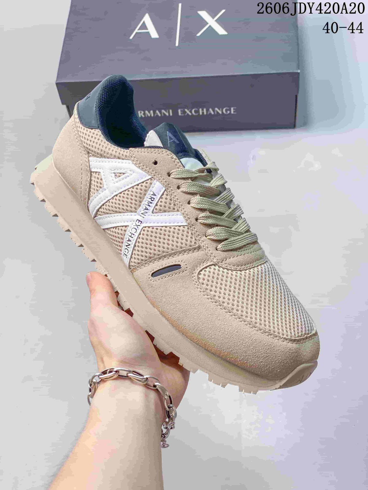 Armani Exchange Mesh Panel Sneakers Beige 06JDY420A20_002