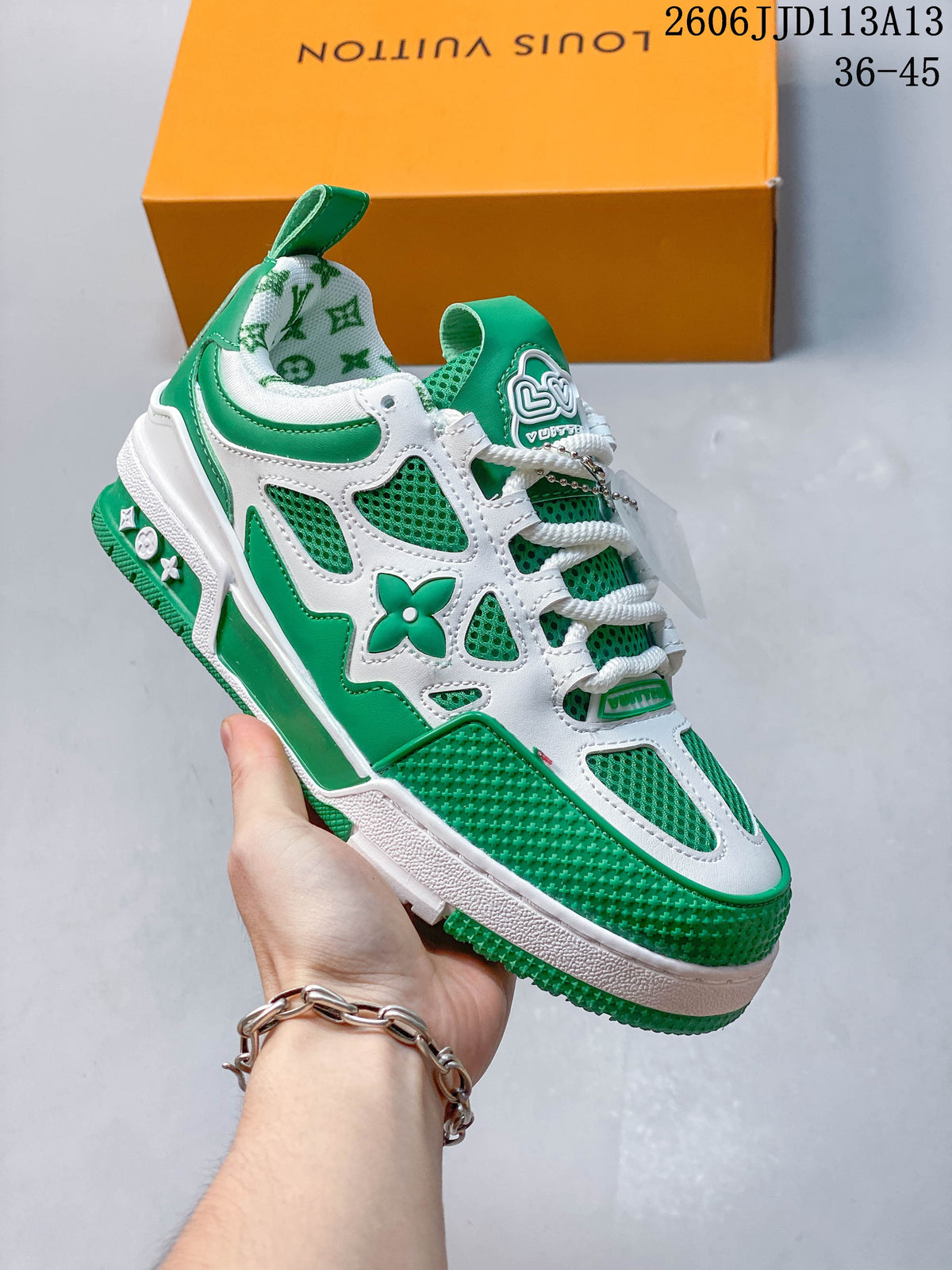 Louis Vuitton LV Trainer-Style Sneakers in Green and White