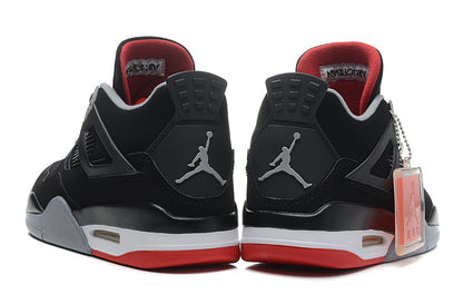 Rear view of the pair showing grey heel logos, red outsole accents and padded collars.