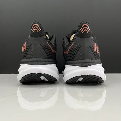 HOKA Clifton 9 Black and Gold Running Shoes