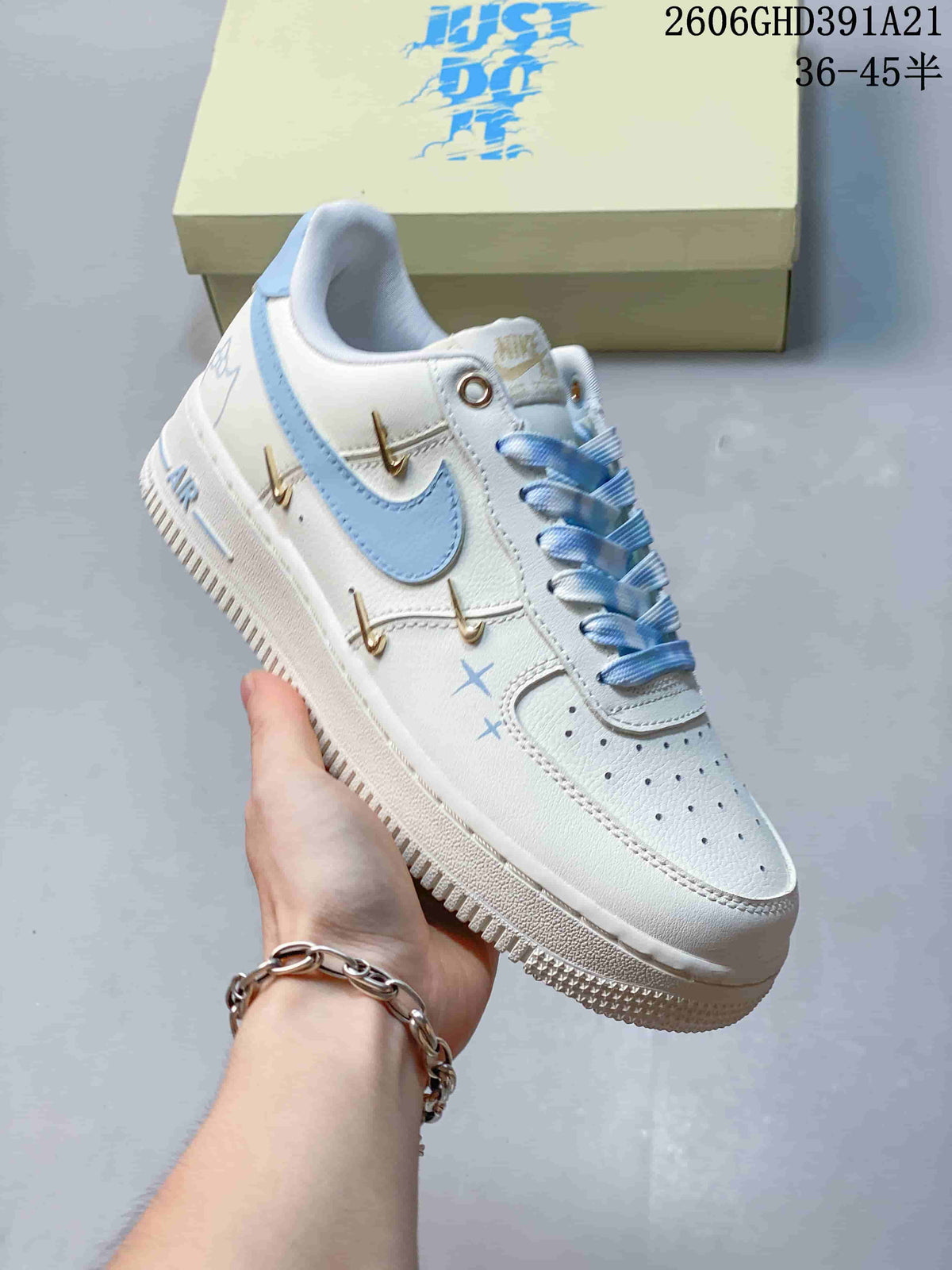 Nike Air Force 1 Low White and Blue Sneakers