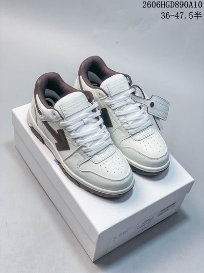Off-White White Leather Low-Top Sneakers with Arrow Motif