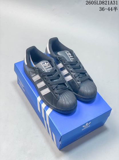 Adidas Superstar Black and White Shell-Toe Sneakers