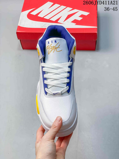 Nike Flight Legacy Mid Basketball Sneakers White Blue Yellow