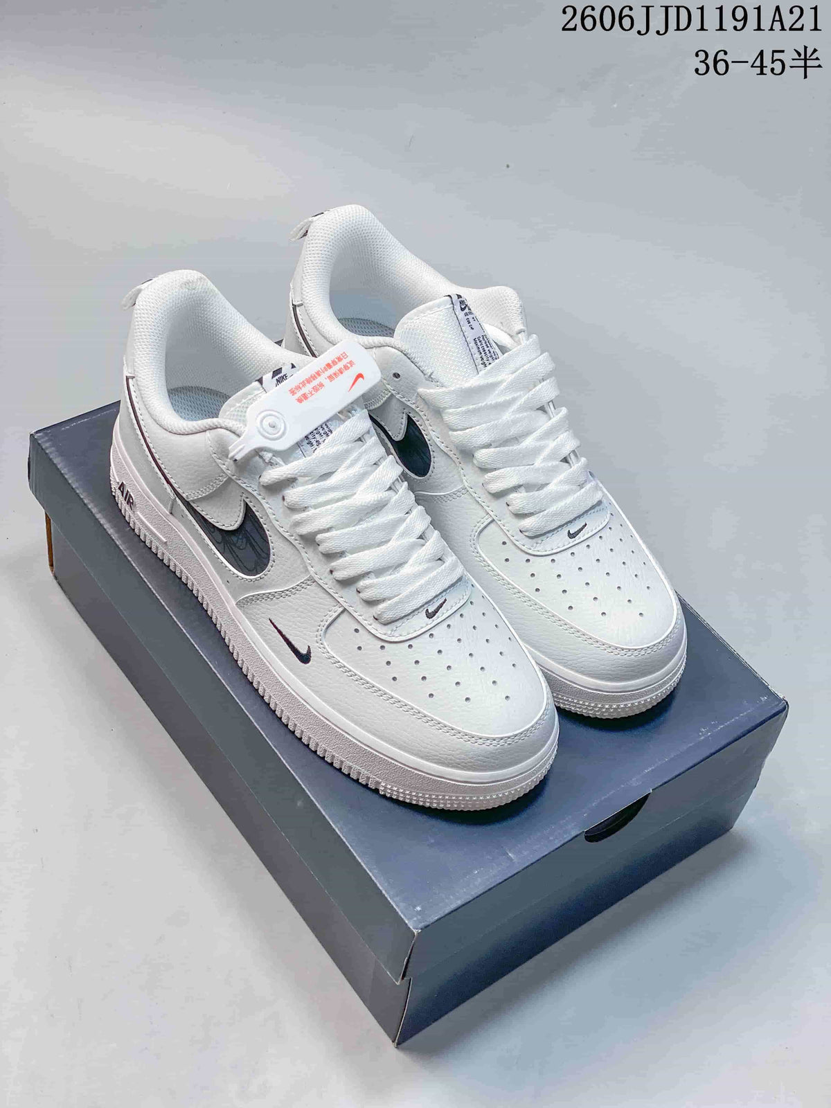 Nike Air Force 1 Low White Sneakers with Contrast Swoosh