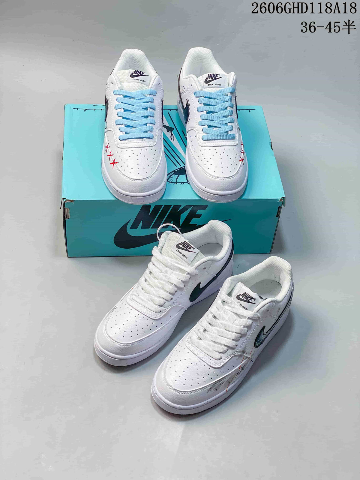 Nike Court Vision Low DIY White Custom Sneakers