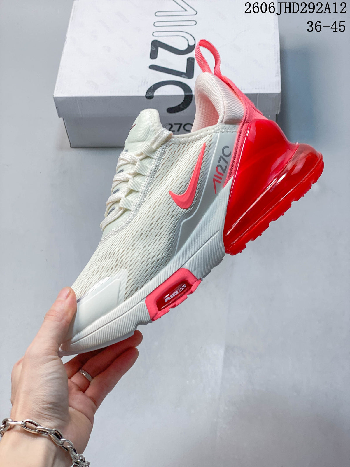 Nike Air Max 270 White and Red Sneakers