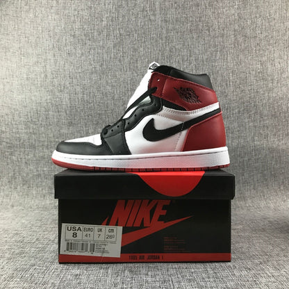 Air Jordan 1 high-top sneaker displayed on a shoe box with a visible size label