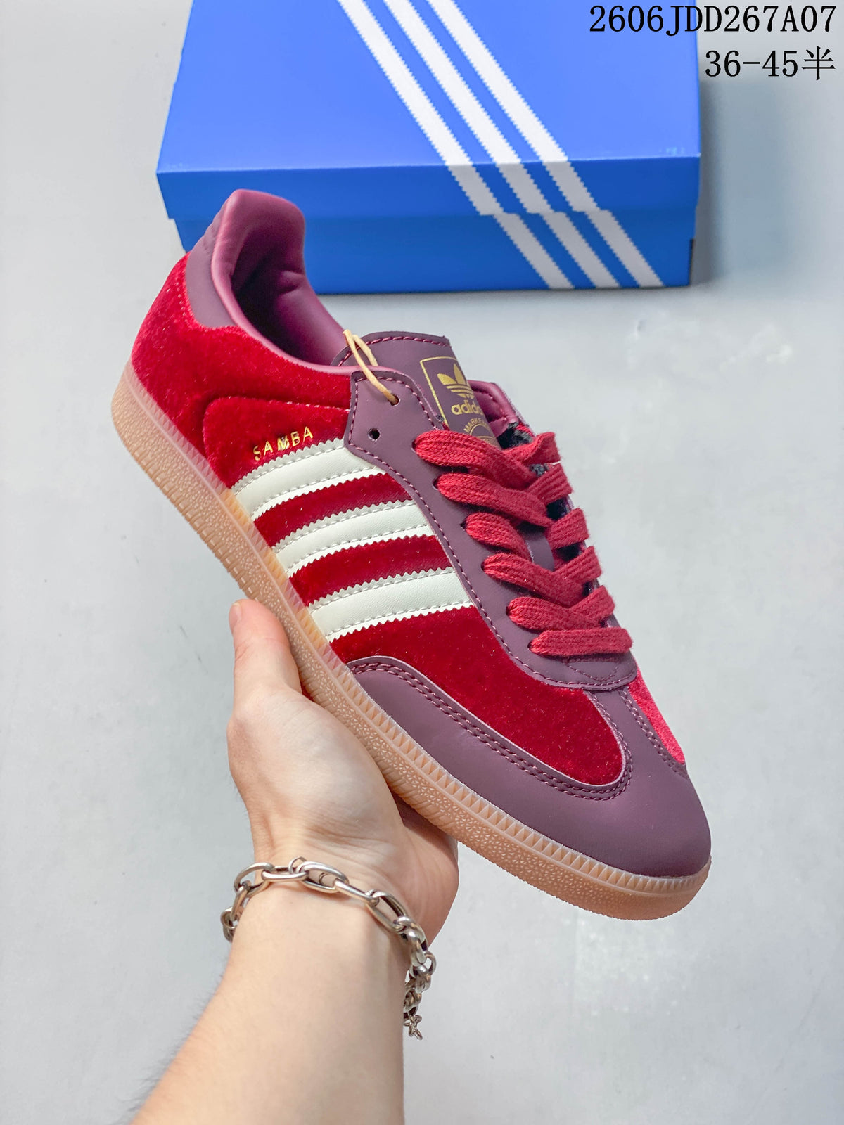 adidas Originals Samba Low-Top Sneakers in Denim and Red