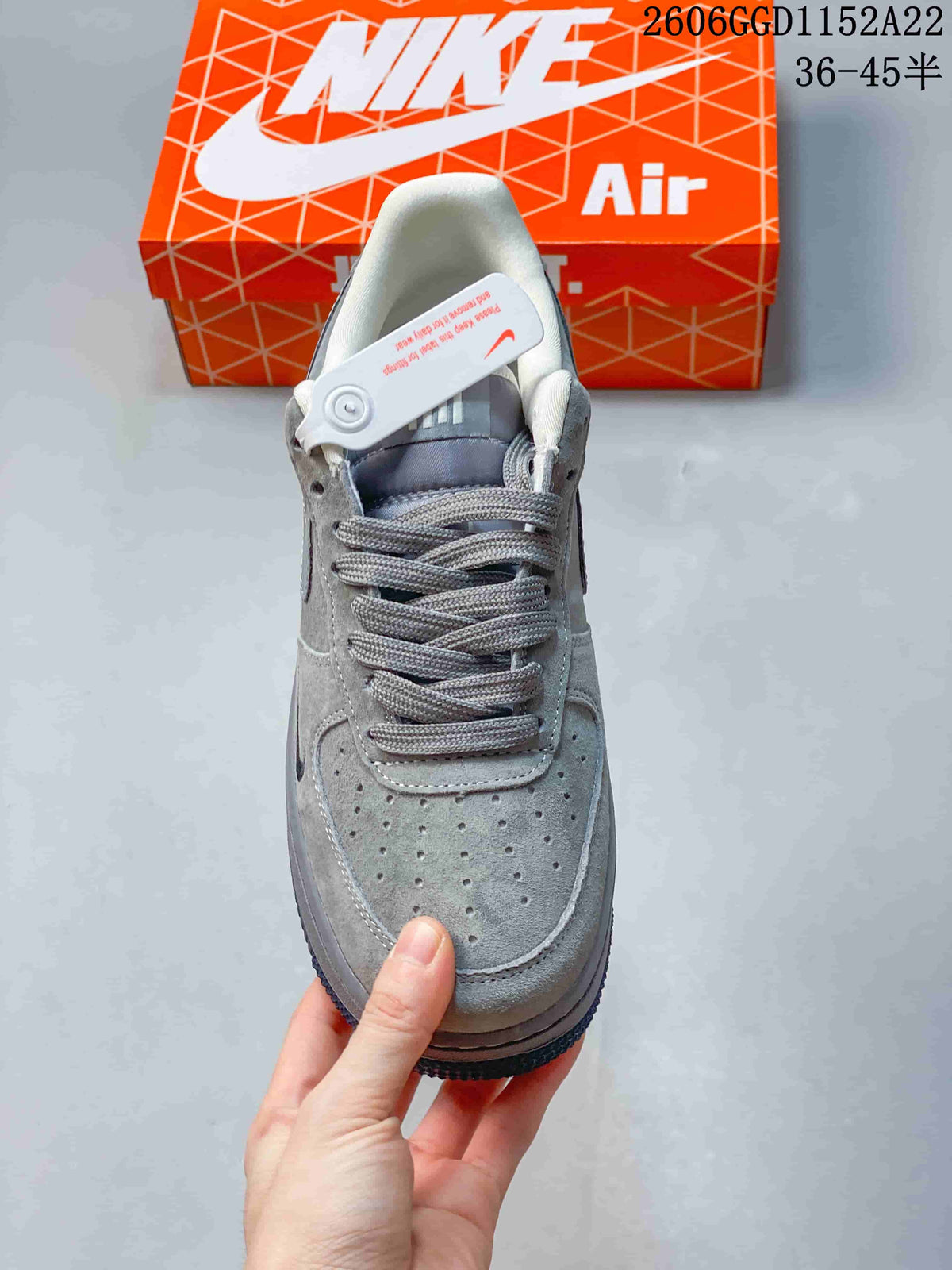 Nike Air Force 1 Low Grey Patterned Swoosh Sneakers