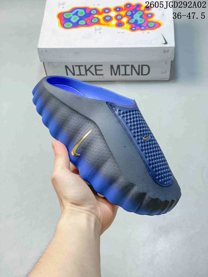 Nike Mind 001 Slides in Gray and Blue