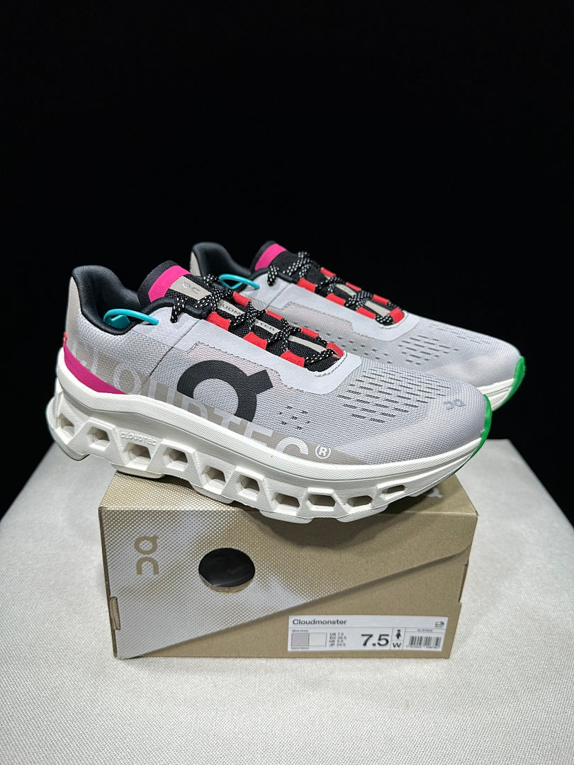 On Cloudmonster Running Shoes in Gray and Brown