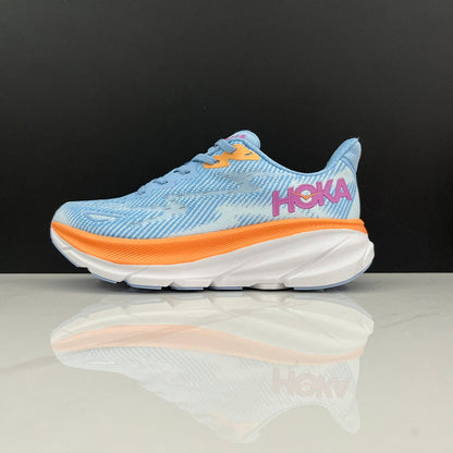 HOKA Clifton 9 Blue and Orange Running Shoes