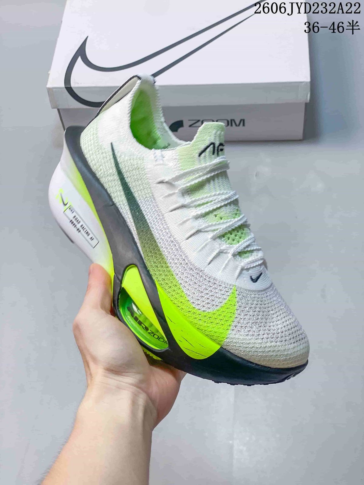 Nike Air Zoom Alphafly Next% 3 Running Shoes, White/Volt