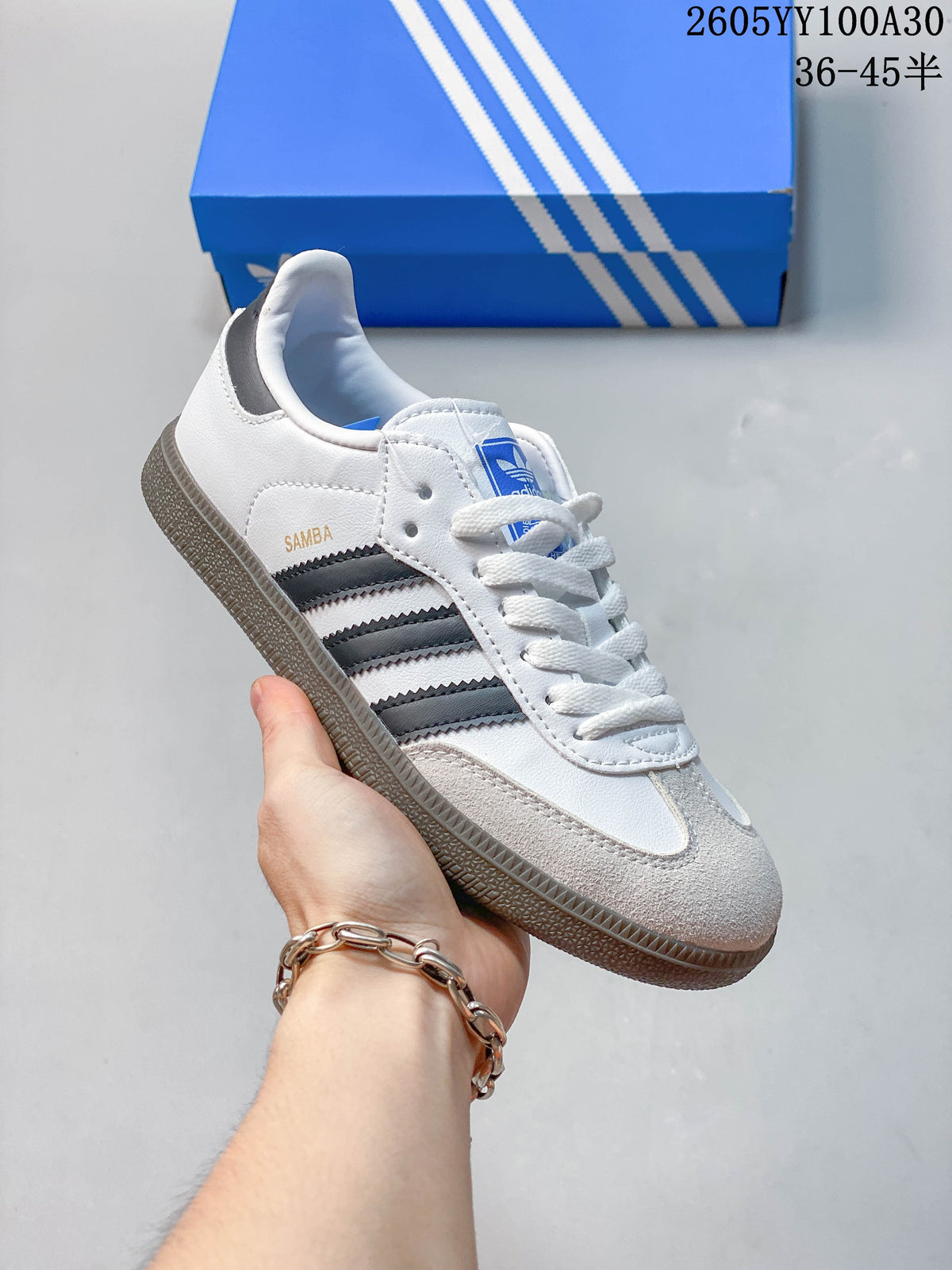 Adidas Samba OG Low-Top Sneakers in White and Grey