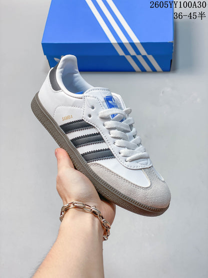 Adidas Samba OG Low-Top Sneakers in White and Grey