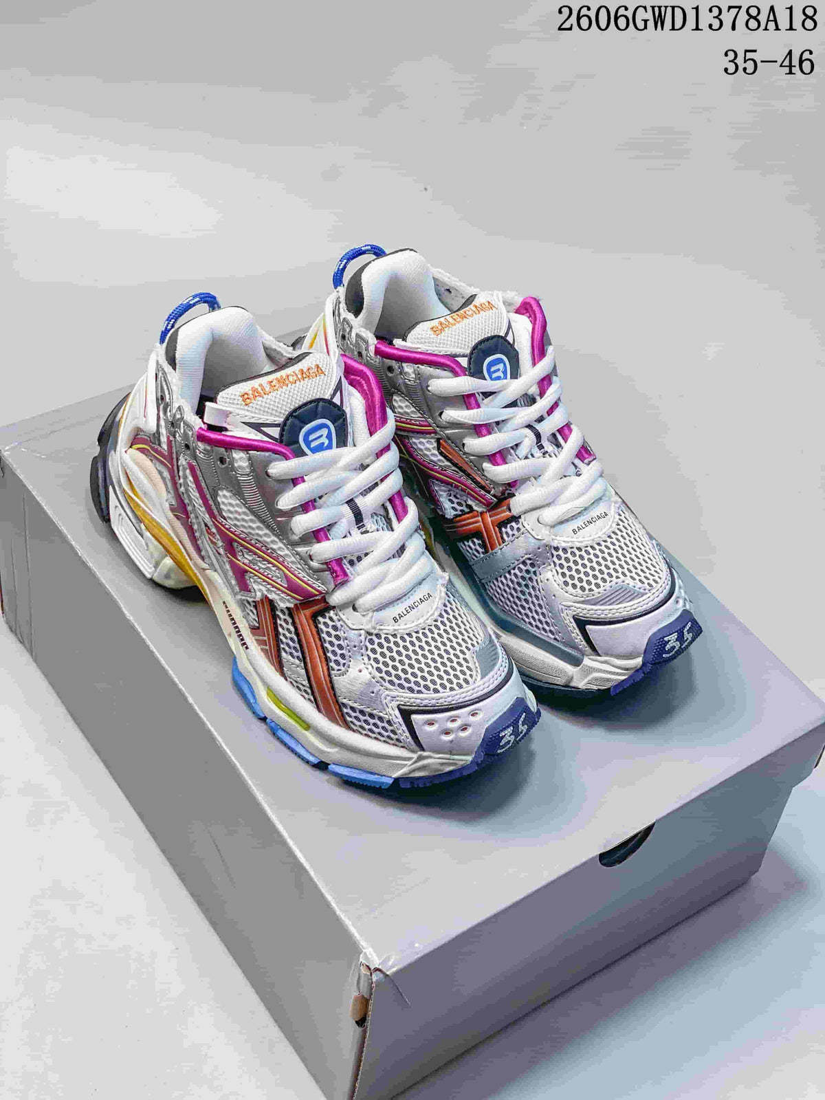 Balenciaga Runner Sneakers in Silver and Multicolor