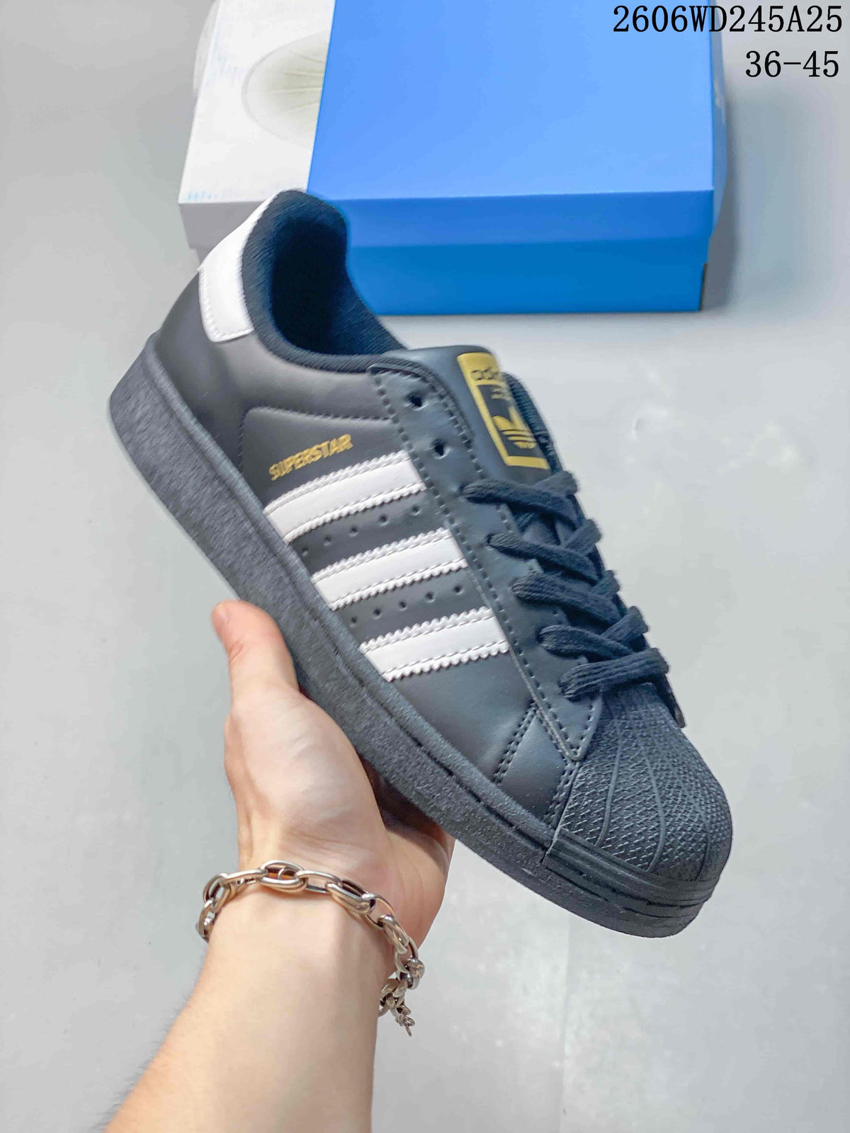 adidas Superstar Dark Gray Sneakers with White Stripes