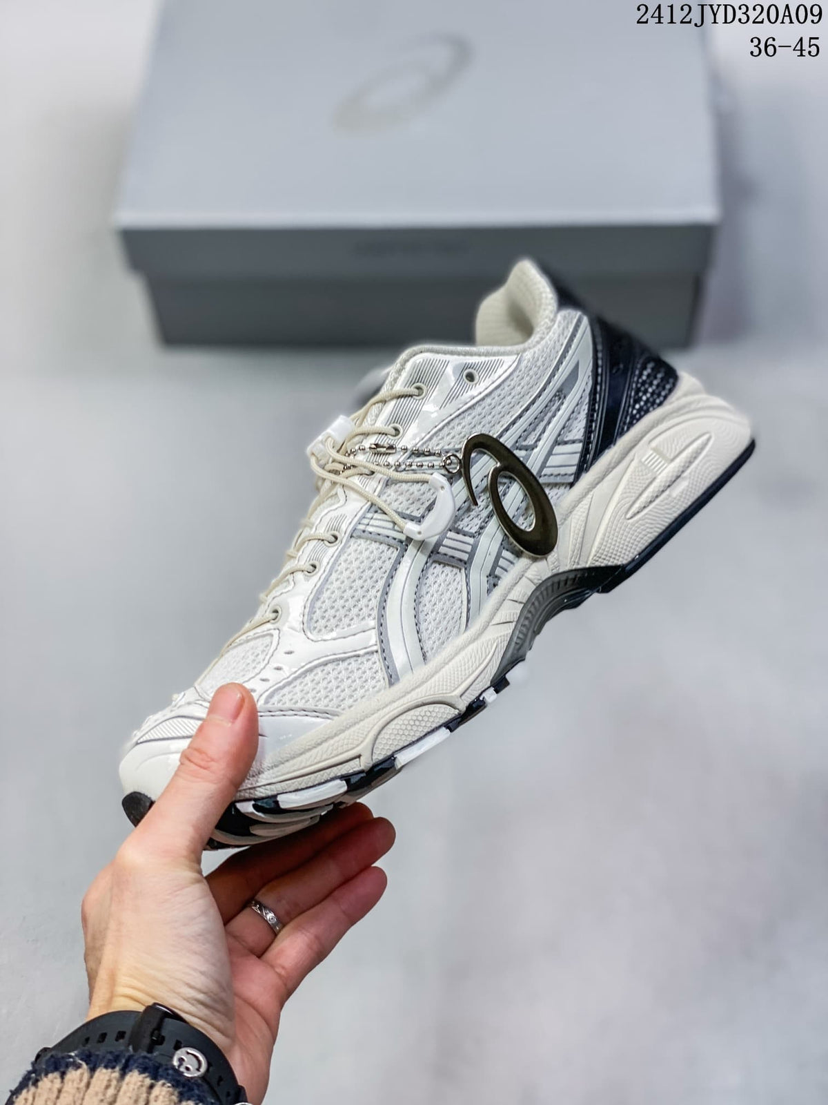 ASICS GEL-KAYANO 14 White and Black Sneakers