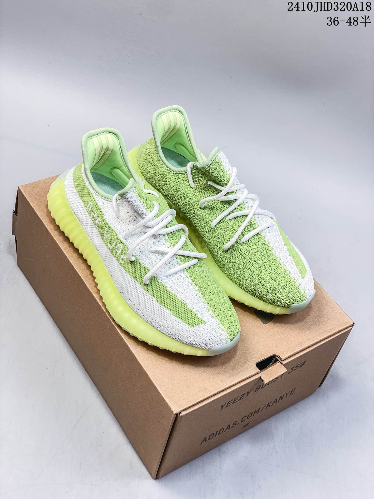 Adidas Yeezy Boost 350 V2 Green and White Sneakers
