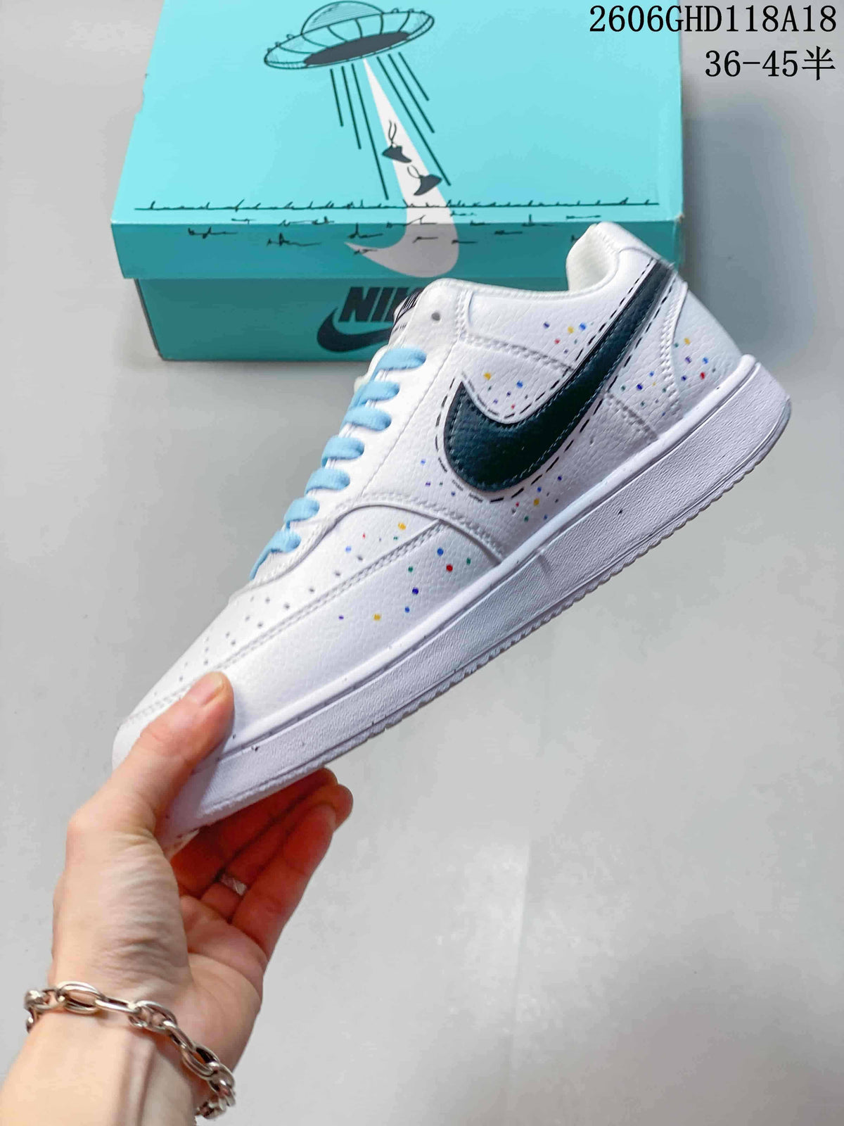 Nike Court Vision Low DIY White Custom Sneakers