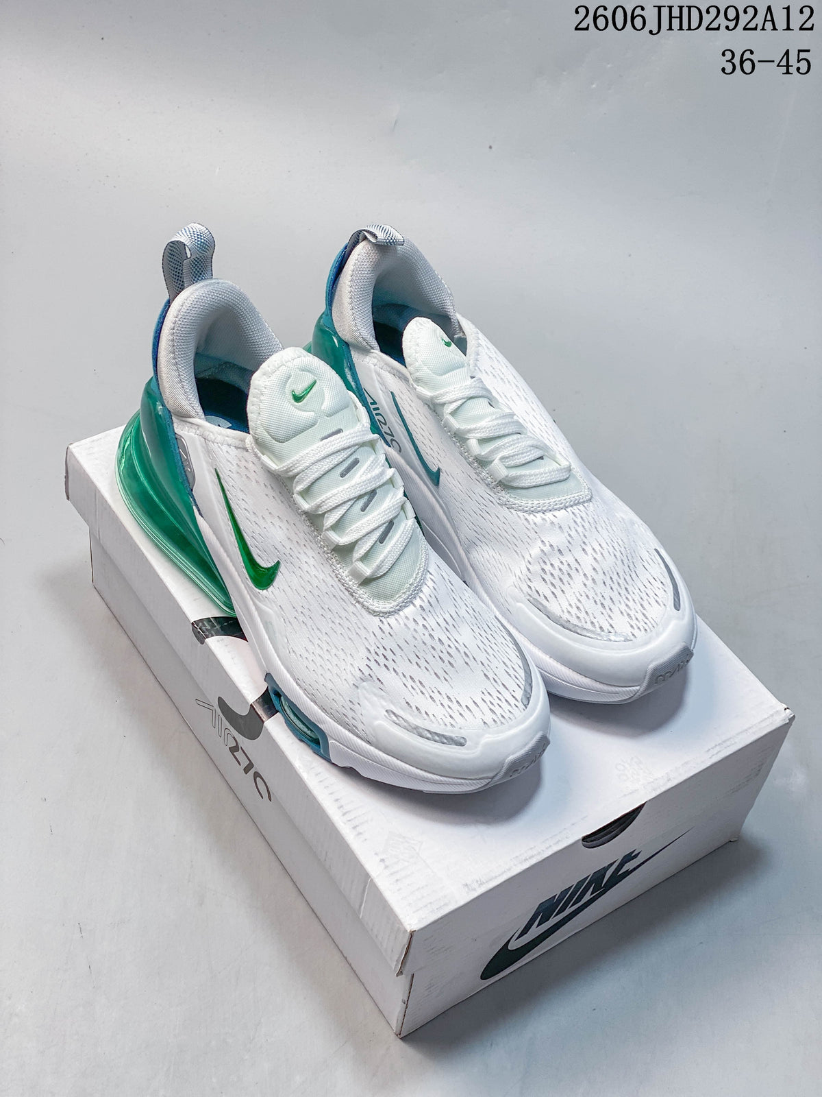 Nike Air Max 270 White and Green Sneakers